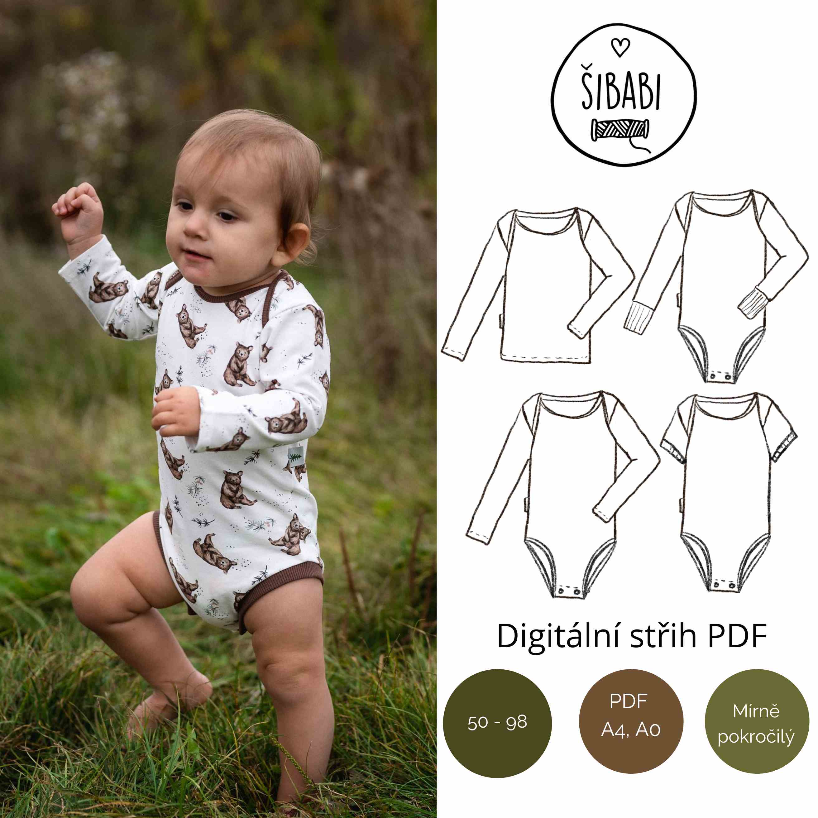 July envelope bodysuit for baby