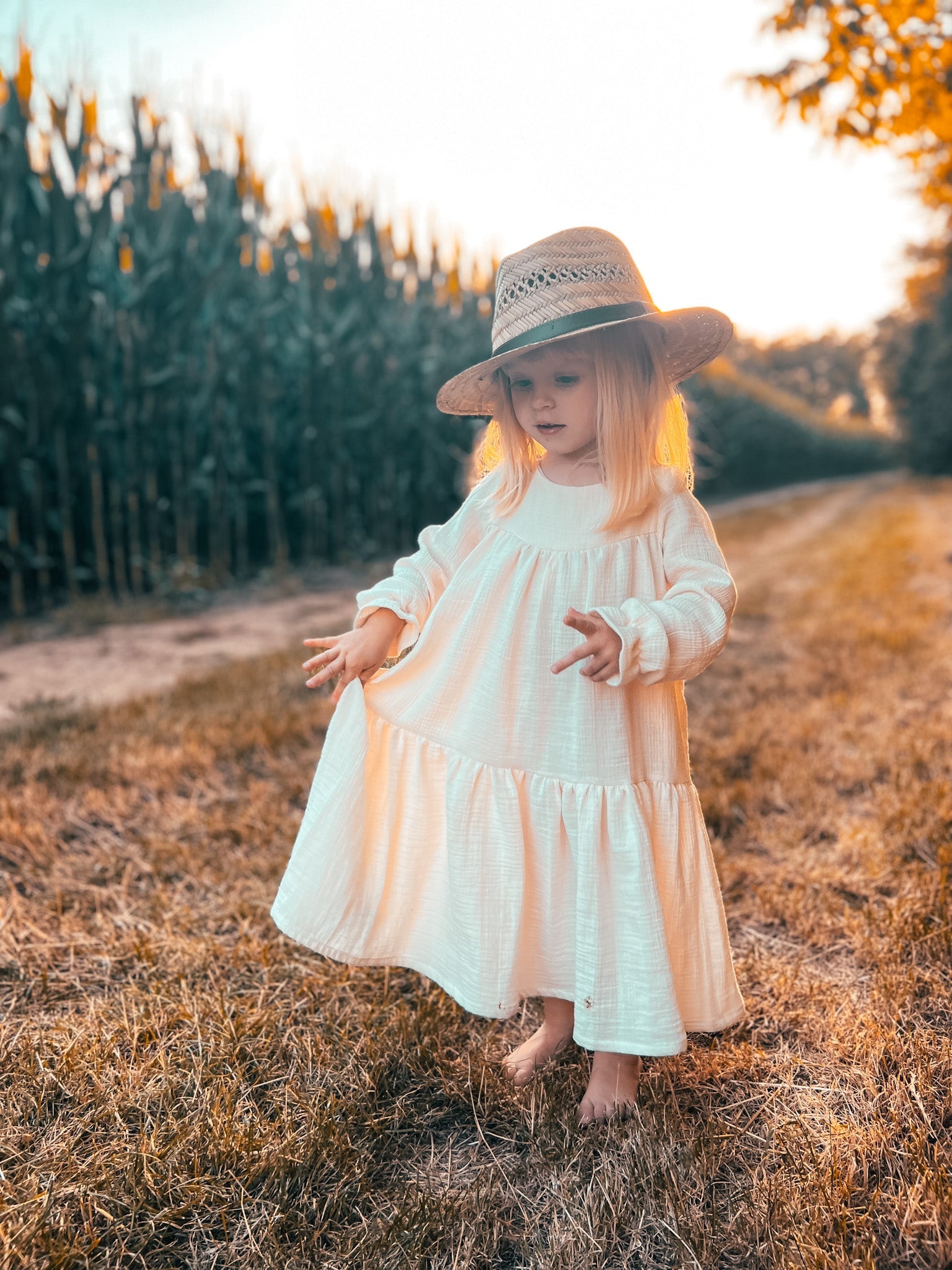 Střih na dětské mušelínové šaty "Romance" - 80 - 134 - Šibabi.cz