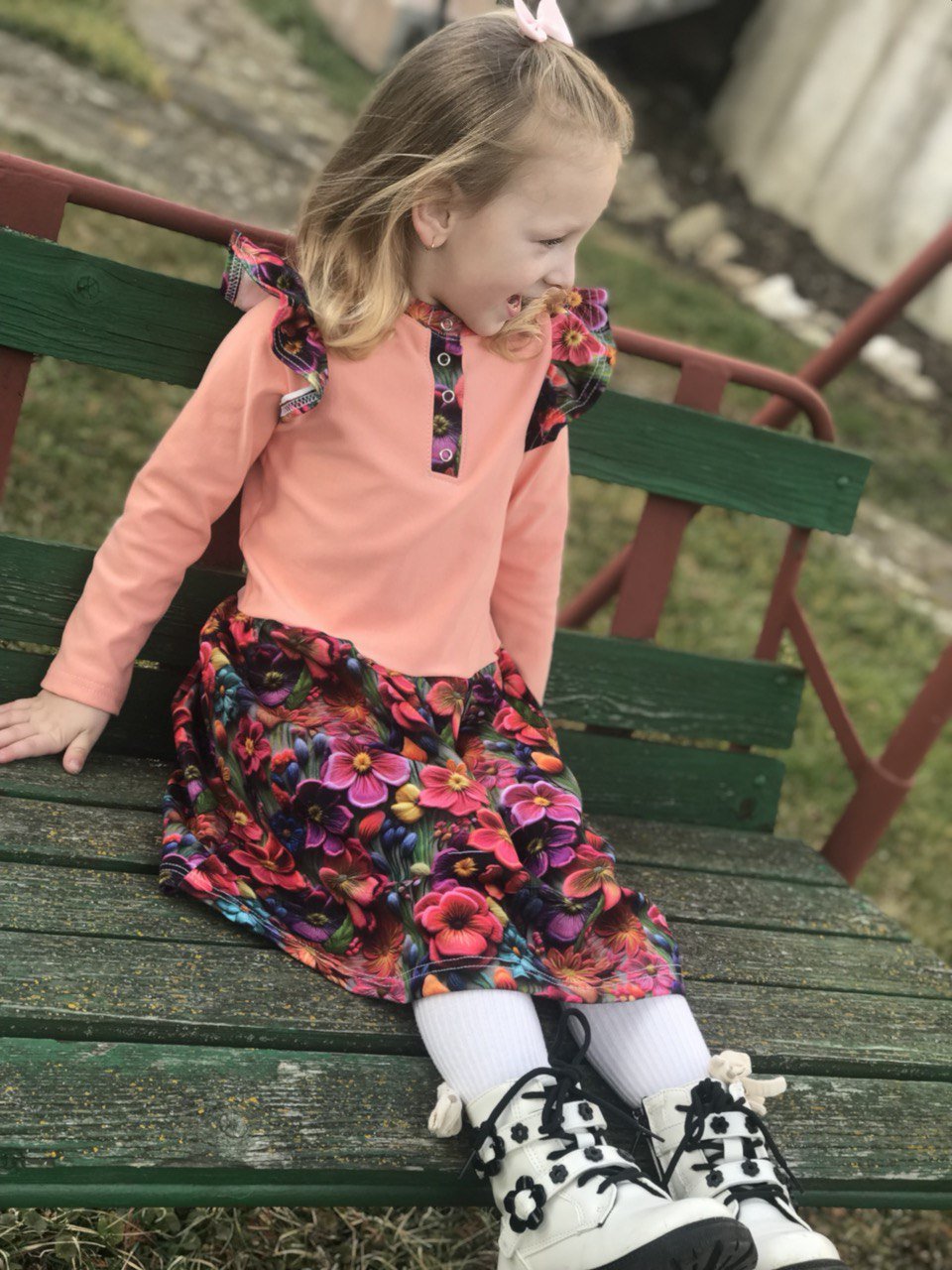 Střih na dětské šaty s dlouhým rukávem "Penelope" 62 - 134 - Šibabi.cz