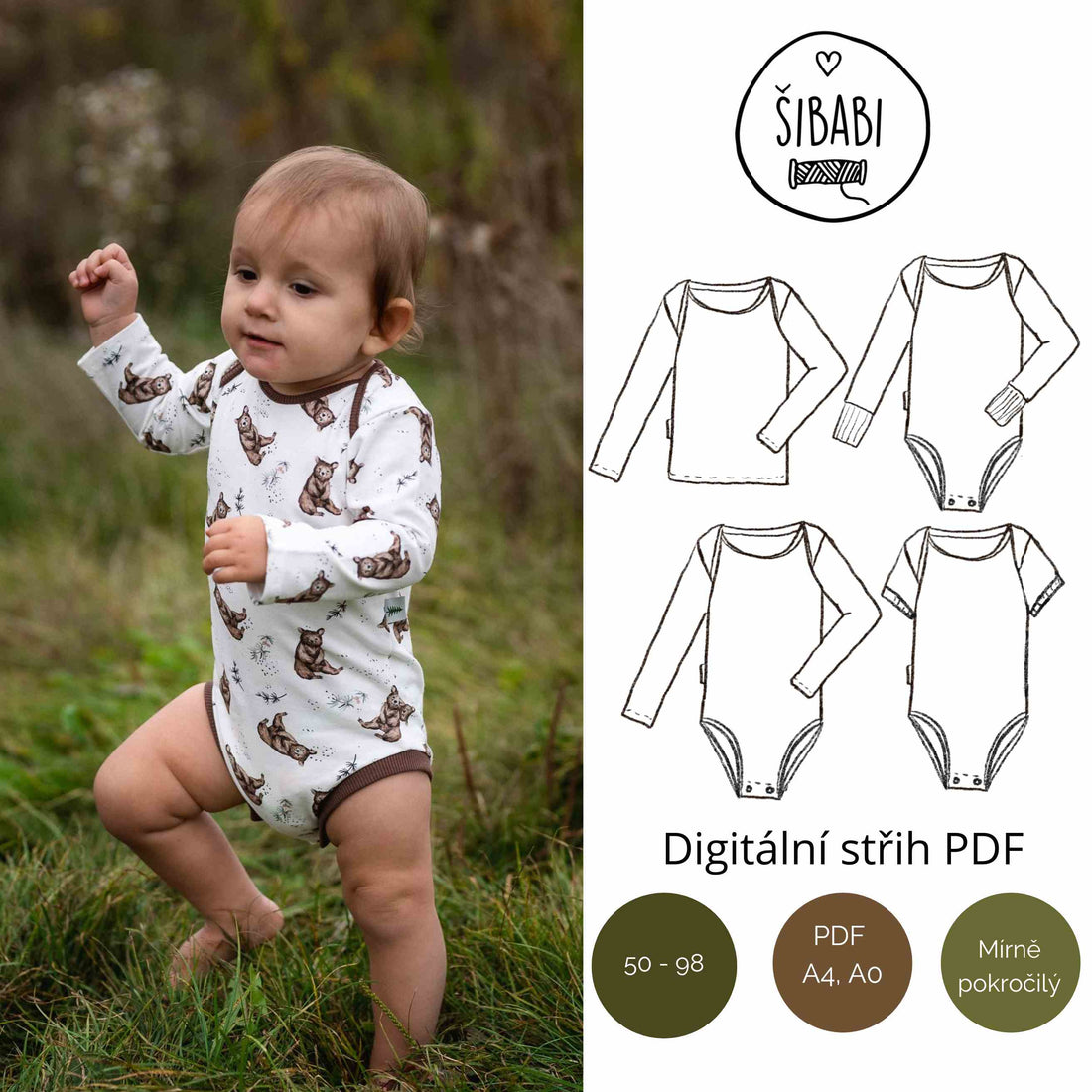 July envelope bodysuit for baby