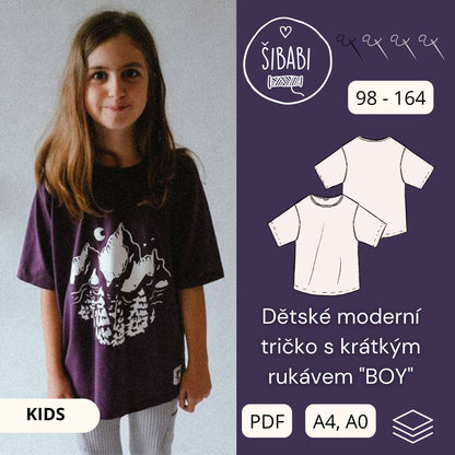 Střih na dětské moderní tričko "Boy" -  98 -164