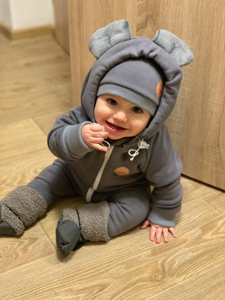 New York kids sweat overal with hoodie and ears