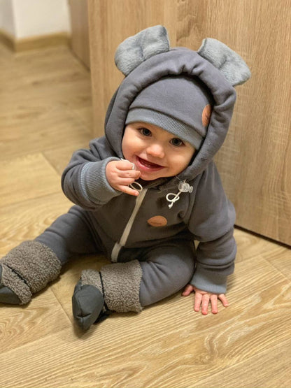 New York kids sweat overal with hoodie and ears