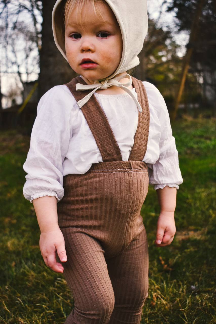Baby Ribbed Leggings with Suspenders