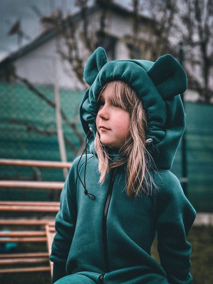 New York kids sweat overal with hoodie and ears