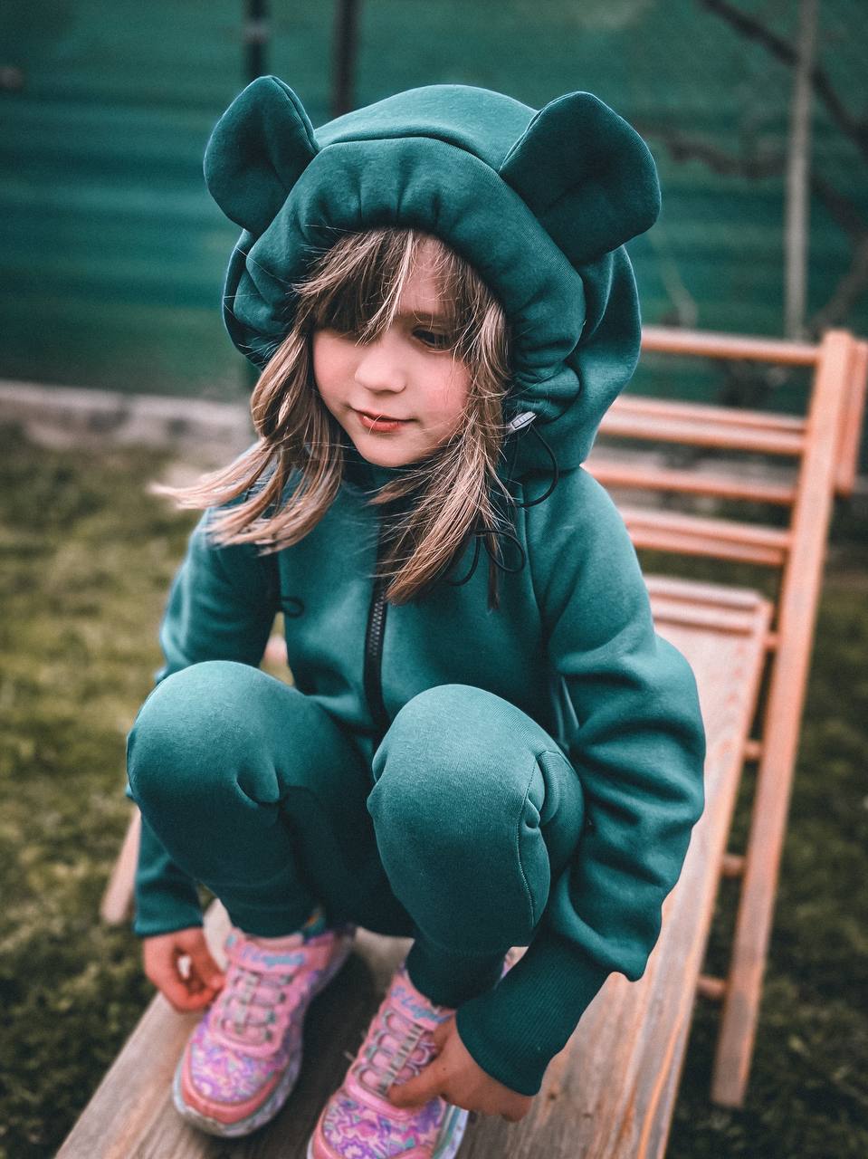 New York kids sweat overal with hoodie and ears