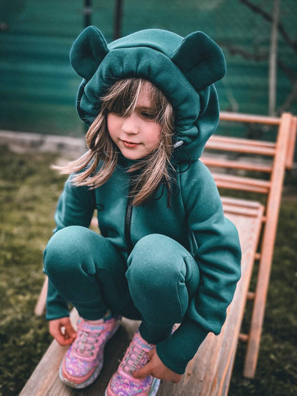 New York kids sweat overal with hoodie and ears