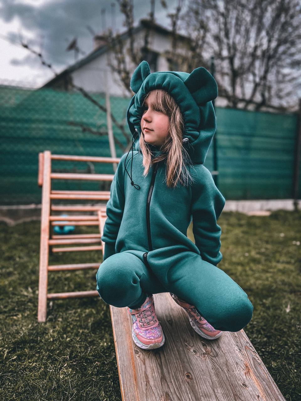 New York kids sweat overal with hoodie and ears