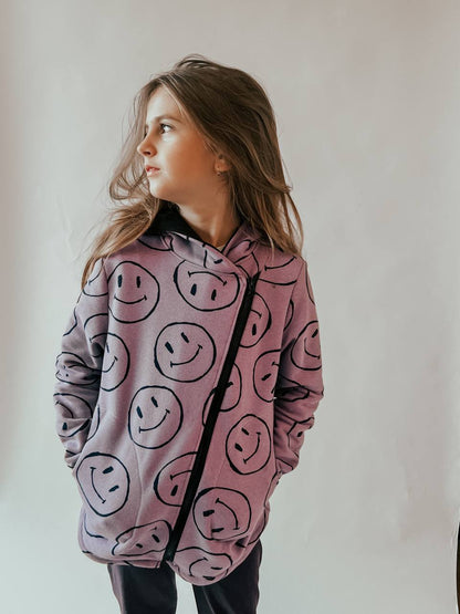 Smile Kids Hoodie with Asymmetrical Zipper
