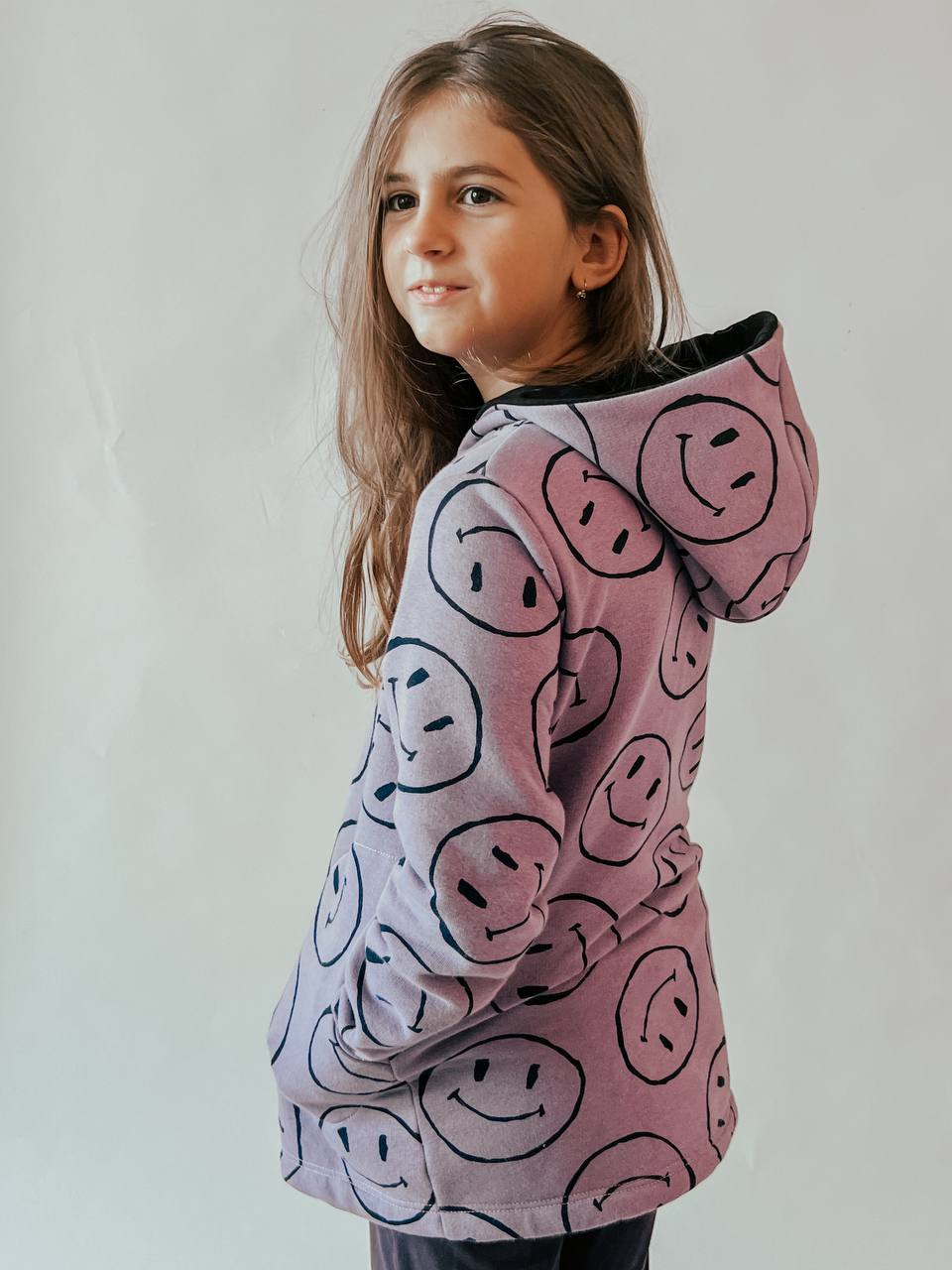 Smile Kids Hoodie with Asymmetrical Zipper