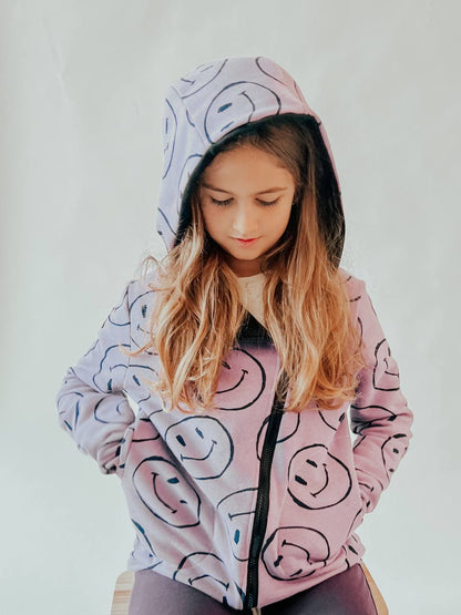 Smile Kids Hoodie with Asymmetrical Zipper