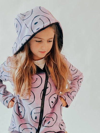 Smile Kids Hoodie with Asymmetrical Zipper