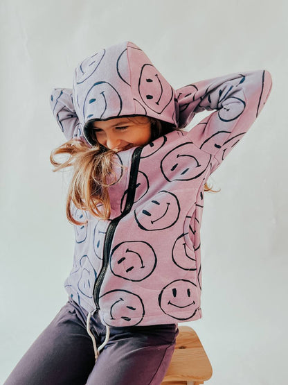 Smile Kids Hoodie with Asymmetrical Zipper