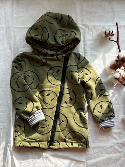 Smile Kids Hoodie with Asymmetrical Zipper