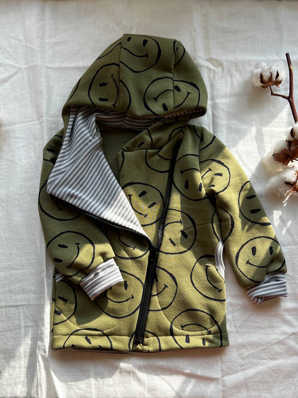 Smile Kids Hoodie with Asymmetrical Zipper