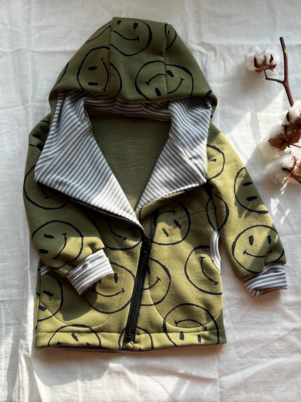 Smile Kids Hoodie with Asymmetrical Zipper