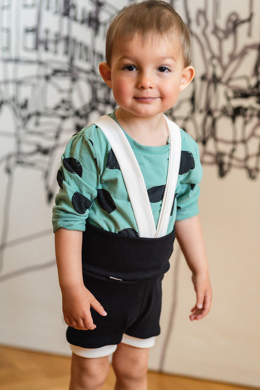 Baby Suspender Shorts with Hight Waistband