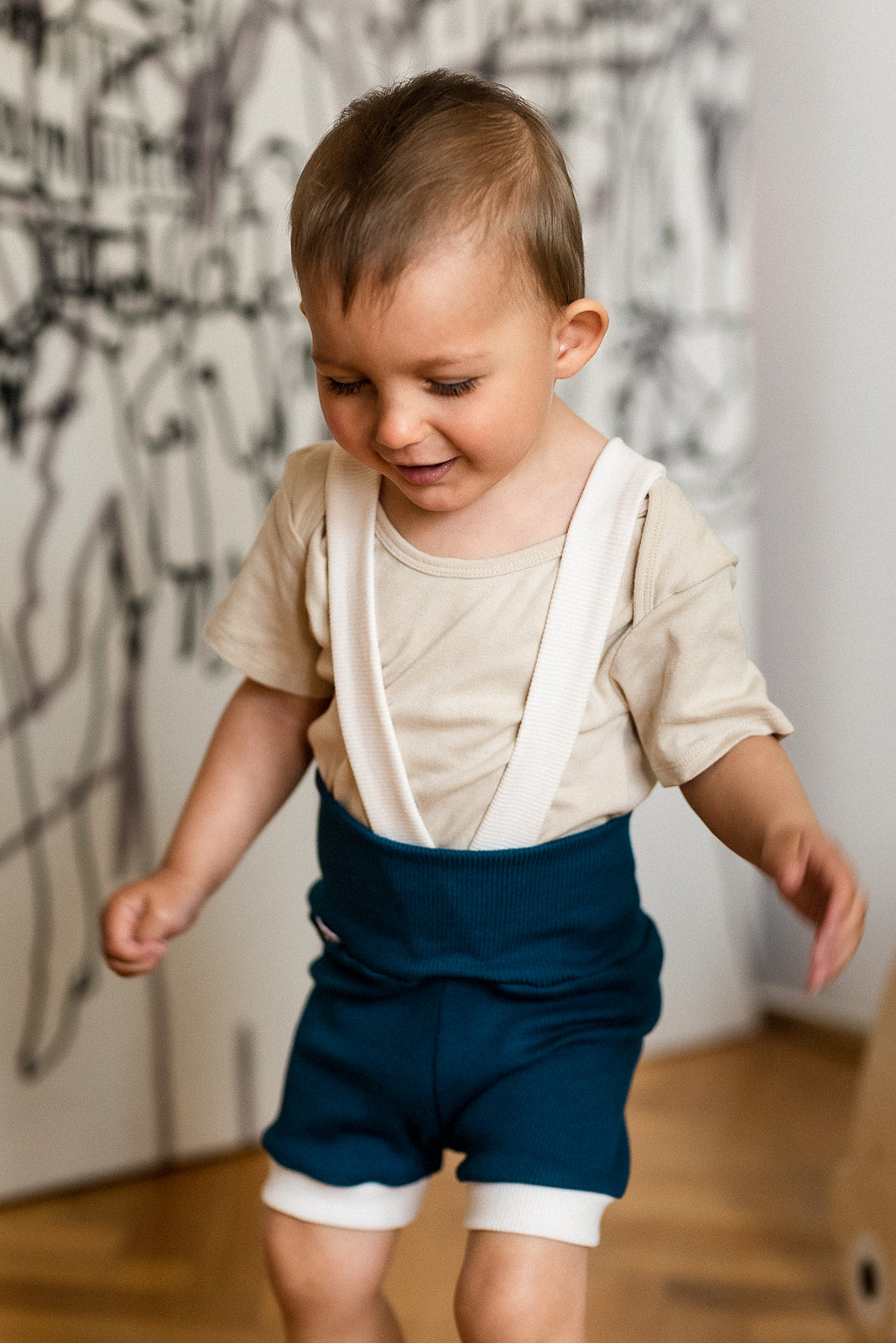 Baby Suspender Shorts with Hight Waistband