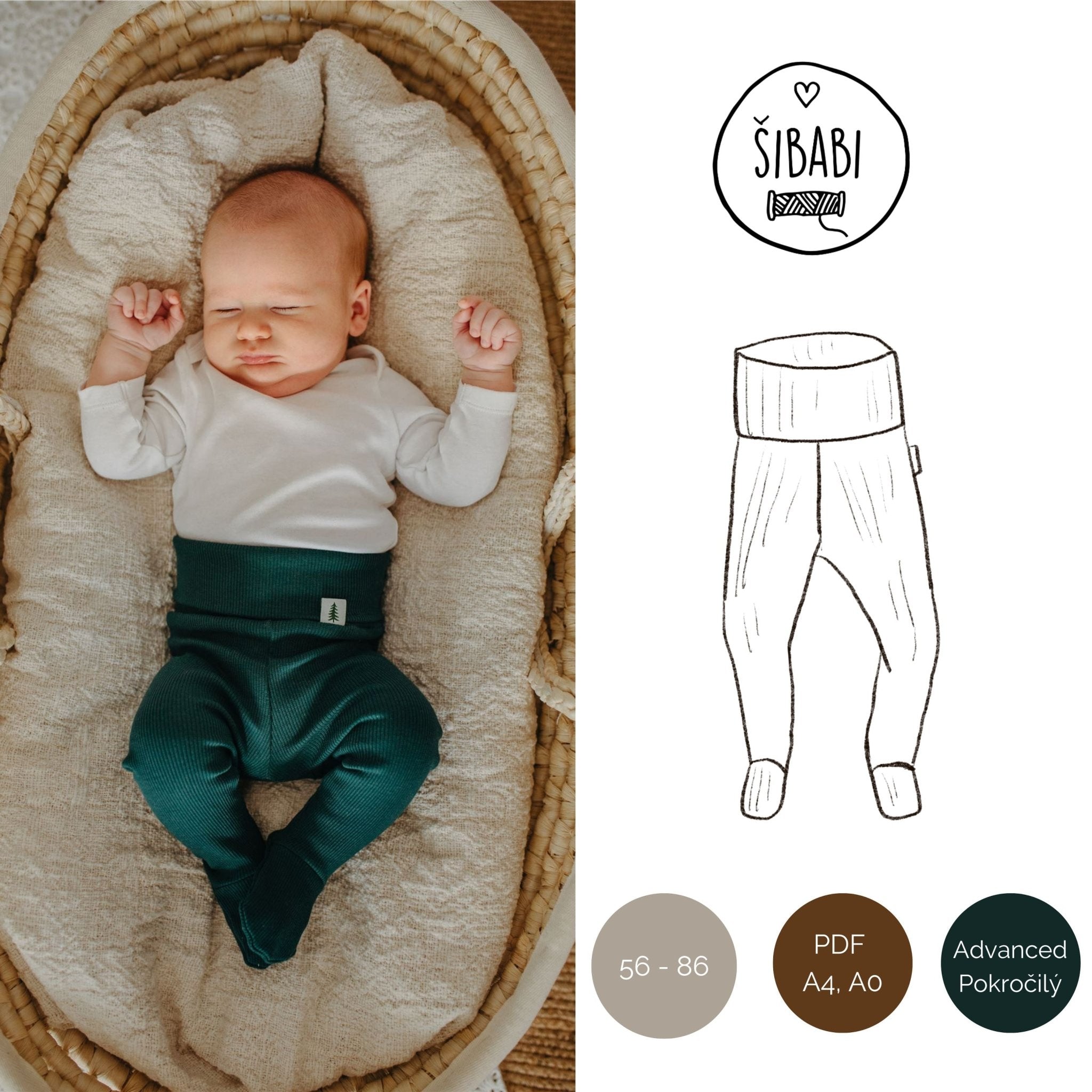 Střih na polodupačky pro miminko "Bebo" - PDF - Šibabi.cz