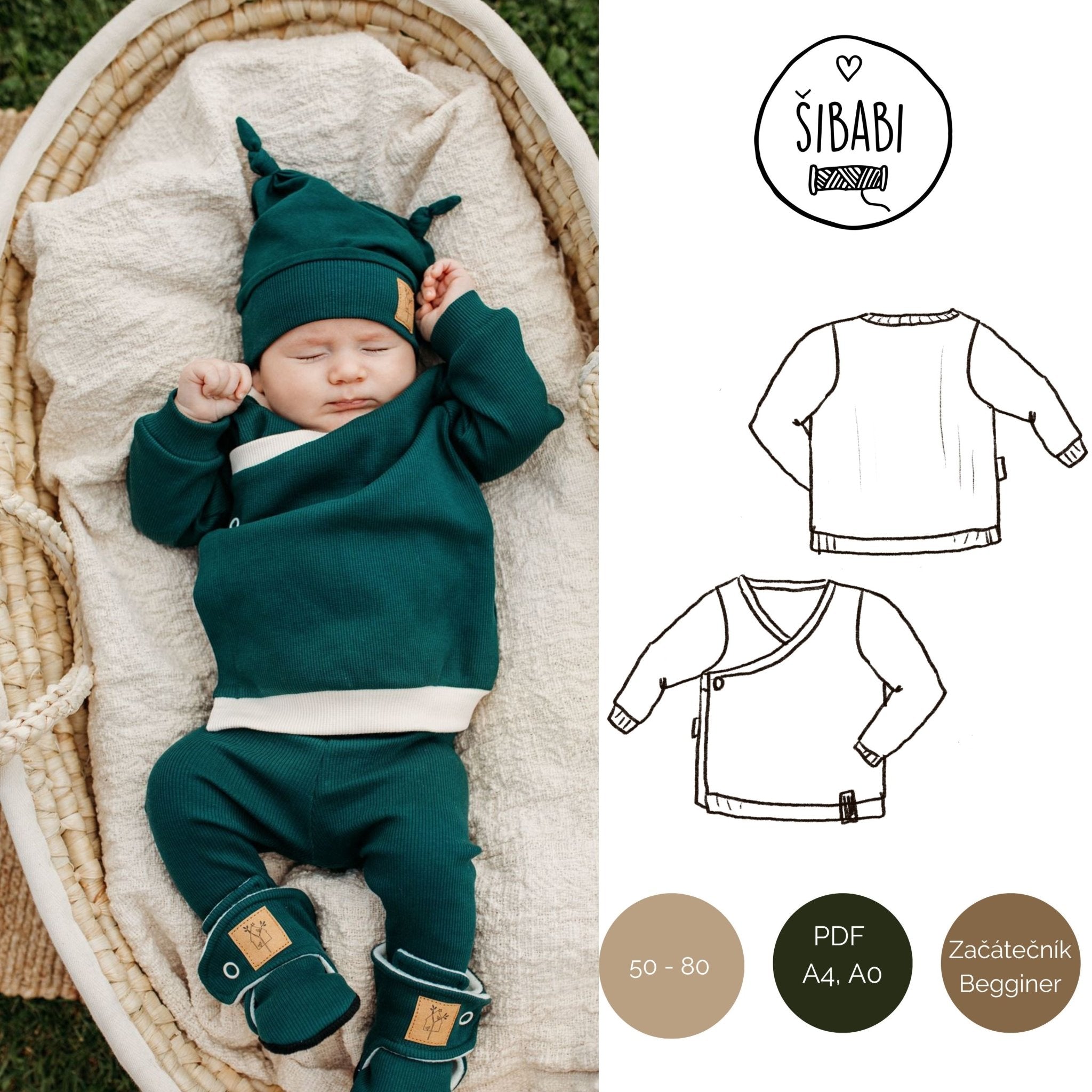 Střih na zavinovací mikinku na druk "Grays" - 50 - 92 - Šibabi.cz